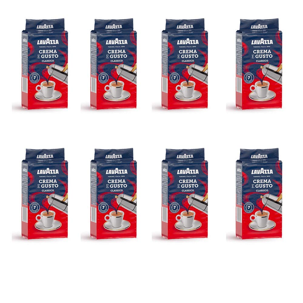 8x LAVAZZA CREMA E GUSTO Classico Ground Italian Coffee Espresso 250g