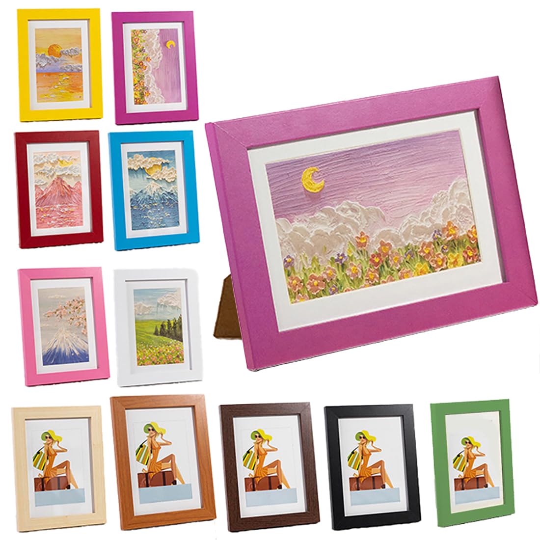 Coloured Wooden 4X6 5X7 6X8 Classic Elegant DIY Poster Picture Photo Frames (Rose, 5"x7")