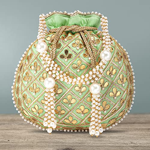 Image of Aheli Embroidered Potli Bag Gift for Women Handmade Ethnic Purse Evening Handbags Stylish Bridal Fashion Clutch Bag