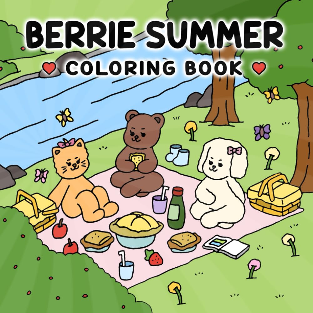 Berrie Colorful Summer: A Cozy Coloring Book for Children and Adults with Cute Animal Illustrations and Sweet Scenes