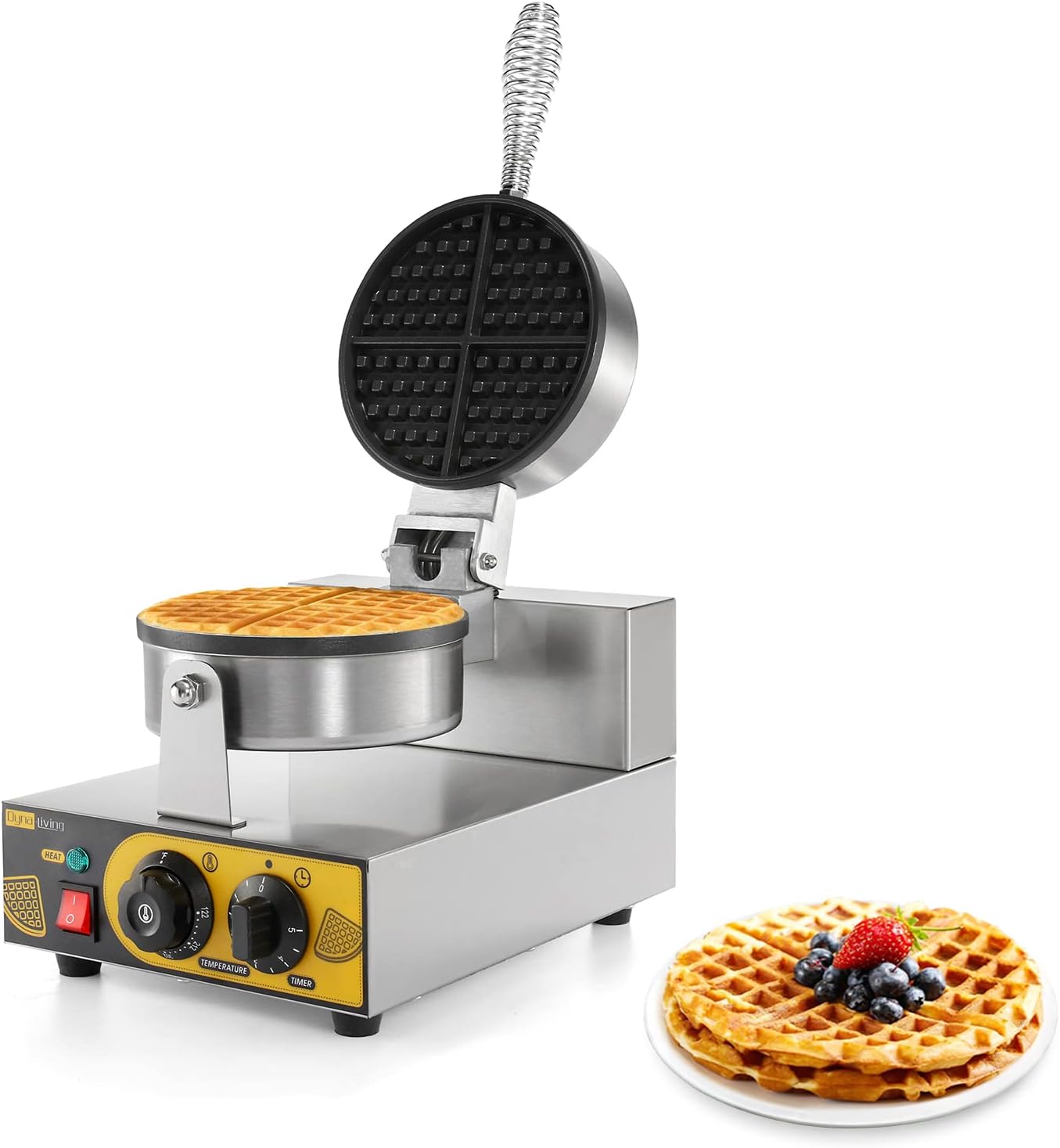 Dyna-Living Commercial Waffle Maker Electric Waffle Iron Nonstick Restaurant Flip Waffle Cones Maker Machine Waffle Bowl Maker for Household Bakeries Snack Bar 110V 1200W