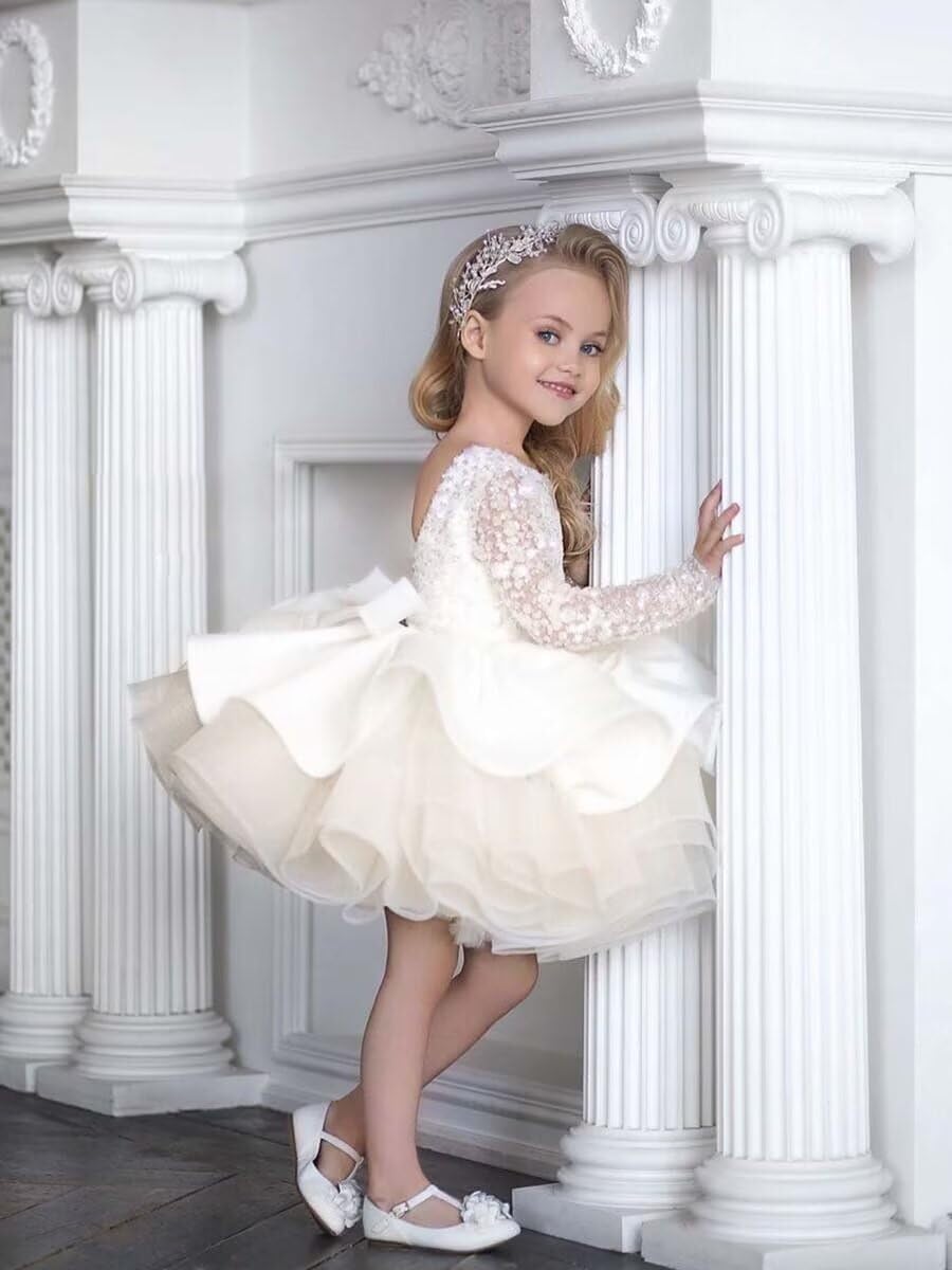 Flower Girl Dress Puffy Tulle Layers Birthday Party Dress Sequin Princess Pageant Dress for Girls FAY02-6 - Image 2