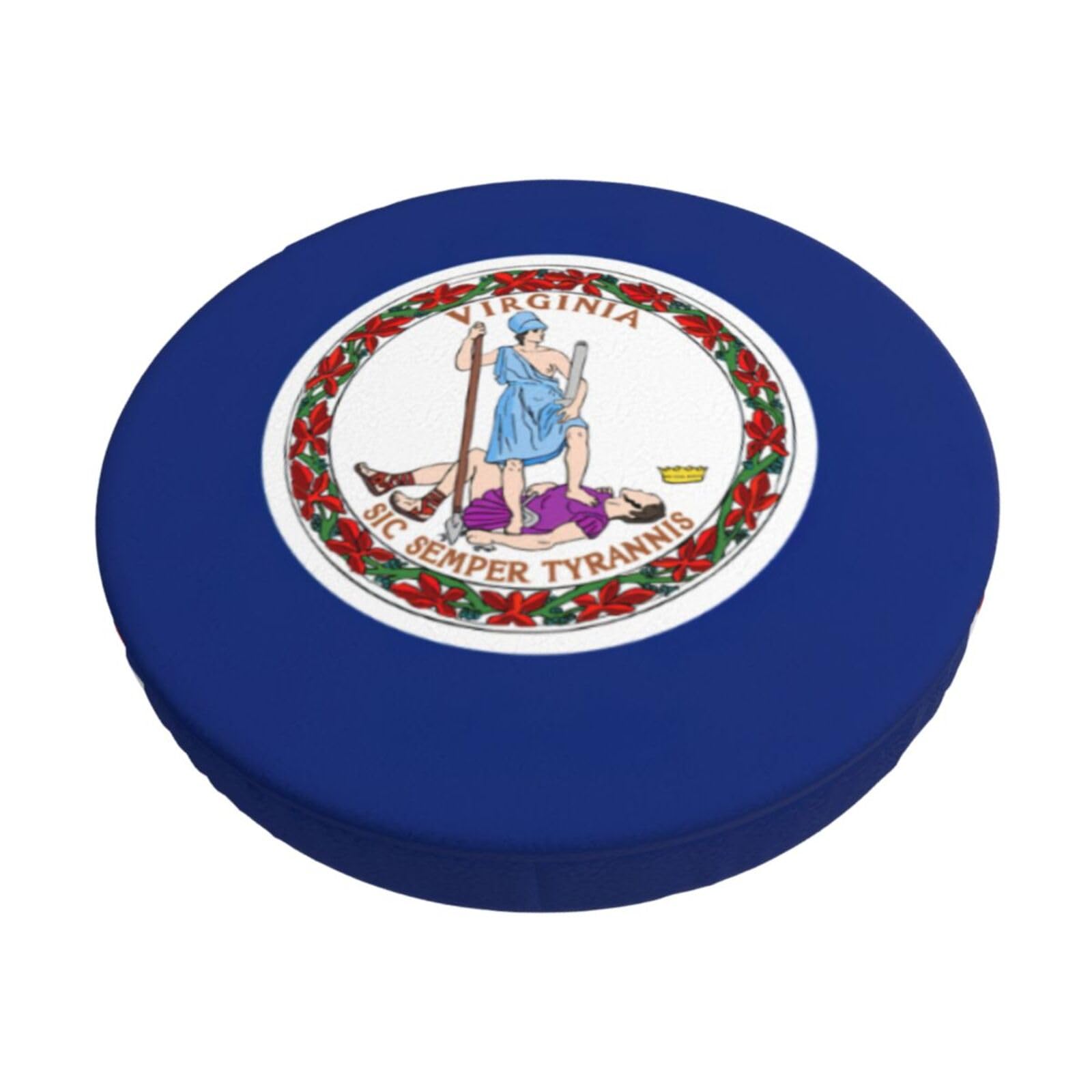 ACVnbm Flag Of Virginia Print Round Bar Chair Cushion Cover, Elastic Chair Protector For Kitchen Bar Dining