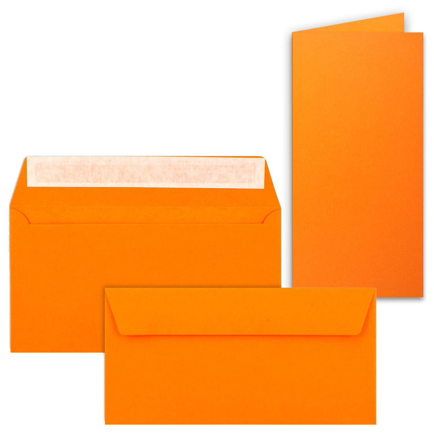 Zestaw 200 kartek składanych z kopertami pomarańczowe (pomarańczowe) - DIN podłużne - 21 x 10,5 cm - jakość premium - FarbenFroh® firmy Gustav NEUSER®