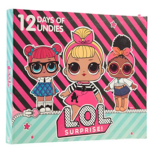 L.O.L. Surprise! Girls' Amazon Exclusive 12-Days Advent 100% Combed Cotton Underwear Box for Holiday Fun in Sizes 4, 6 and 82