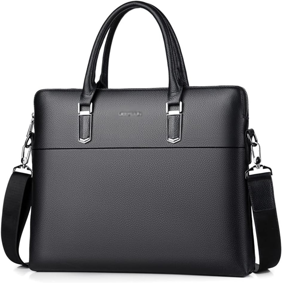 Handbag Leather Bag Business Briefcase Casual Large Capacity Shoulder Crossbody Bag Computer Bag(E)