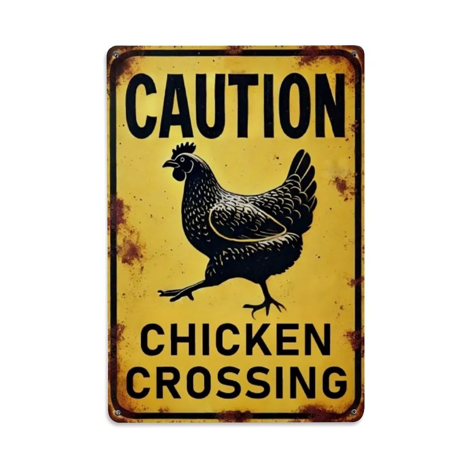 Igtefte Vintage Caution Chicken Crossing Tin Sign Style Home Bar Garden Wall Plaque Decor Metal Poster 8X12 Inch