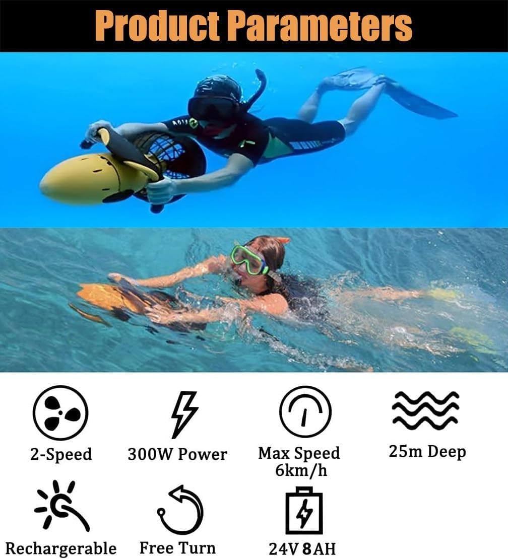Underwater Sea Scooter 500W Underwater Booster Dual Speed Water Propeller High Safety Can Be Used in 15m Heavy-Duty Sea Scooter for Deep Diving