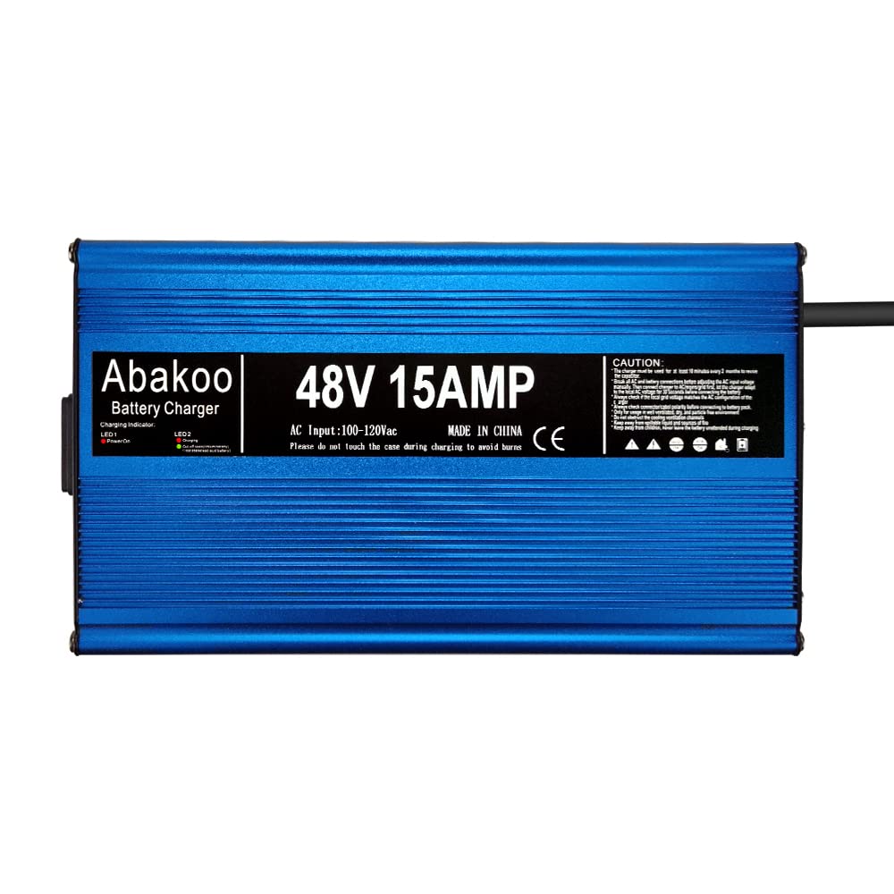 Abakoo 48V 15A Golf Cart Battery Charger Power Supply for Ez-Go EZgo TXT, with RXV Plug 3 Prong Connector