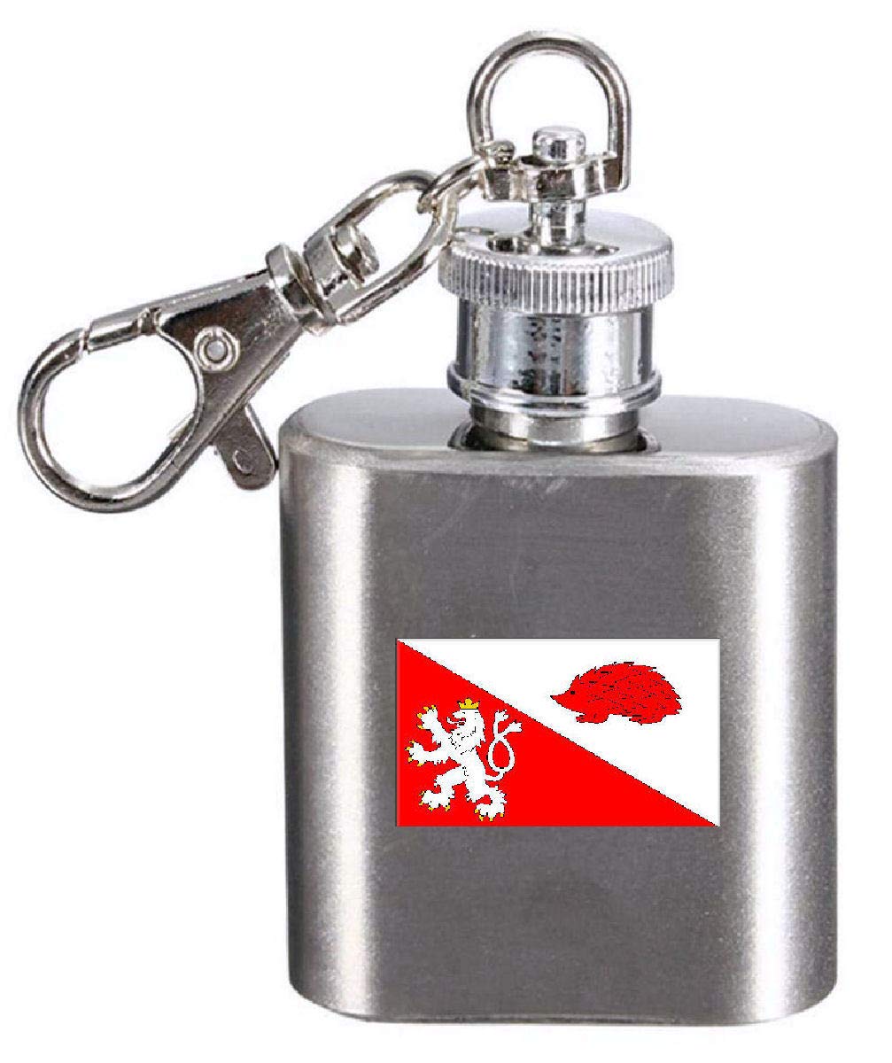 Flasque porte-clés gravée Jihlava avec le blason tchèque en finition acier brossé mat