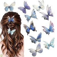 Vista 13 de Pinzas de mariposa para decoración de cabello rosa para niñas (rosa, 10 unidades)