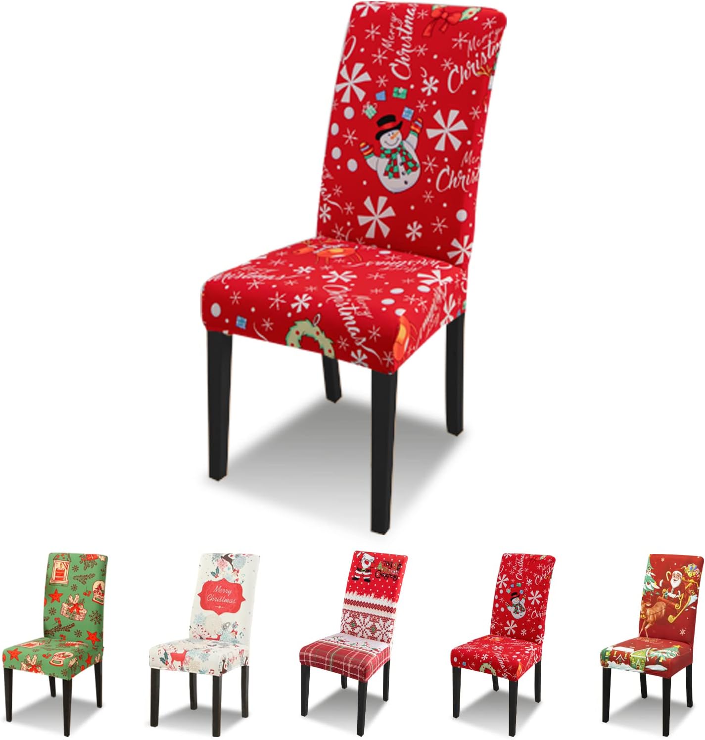 Lydevo Xmas Dining Chair Covers Set of 4 Christmas Chair Cover for