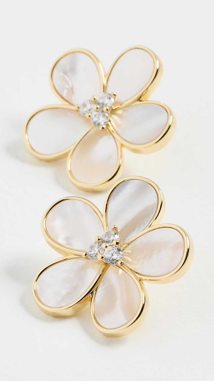 SHASHI Women's Jardin Nacr Earrings, Pearl, Off White, Gold, One Size