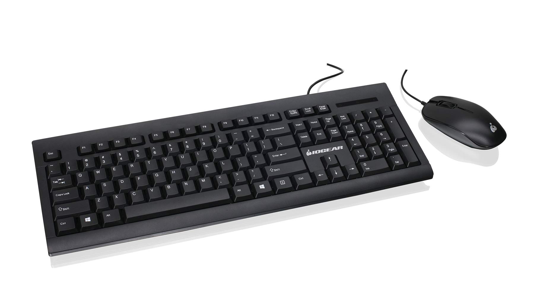 IOGEAR 104-Key Spill-Resistant Keyboard and Mouse Combo - Optical Mouse w/ 1000 DPI - Number Lock, Caps Lock, Scroll Lock LED Indicators - GKM513B
