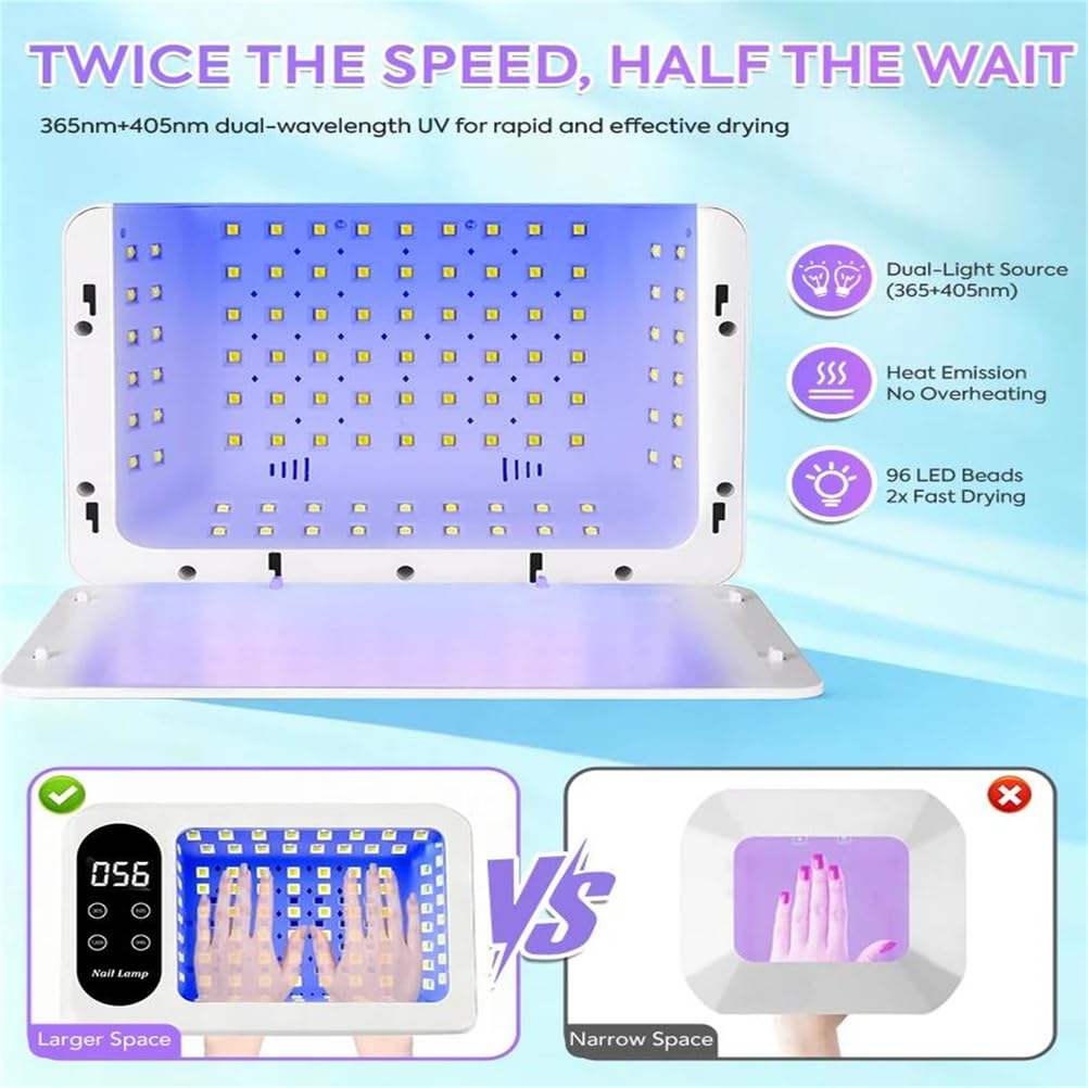 Asciugatrice per Unghie 96 LED Lampada LED UV per Unghie Smalto per Unghie Lampada per Manicure con rilevamento Intelligente Grande Spazio per Salone