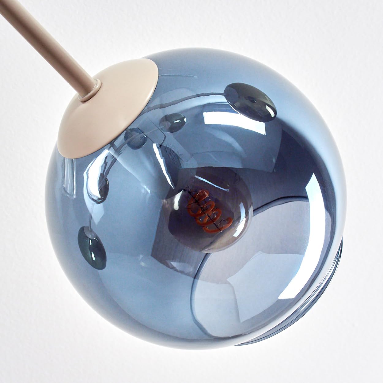 HOFSTEIN Deckenleuchte Koyoto, 6-flammige Deckenlampe aus Metall/Glas in Sandfarben/Blau/Grün/Goldfarben, moderne Leuchte im Retro/Vintage-Design, E14, Esszimmer, Küche, Wohnzimmer, Schlafzimmer