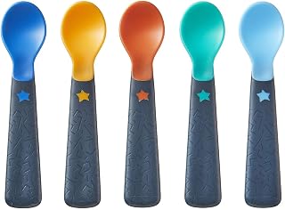 Tommee Tippee Easigrip Self-Feeding Weaning Spoons, Pack of 5,package may vary