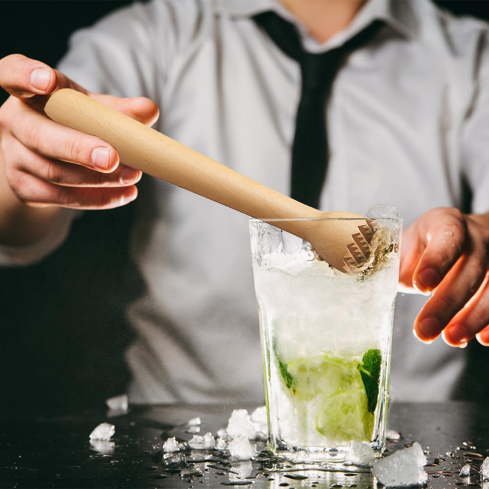 Muteitt Pilon en Bois pour Cocktails, Broyeur À Glace en Bois, Outil De Barre De Pilon Mojito en Bois, Pilon À Cocktail Pratique, Outil De Cuisine Parfait Masher