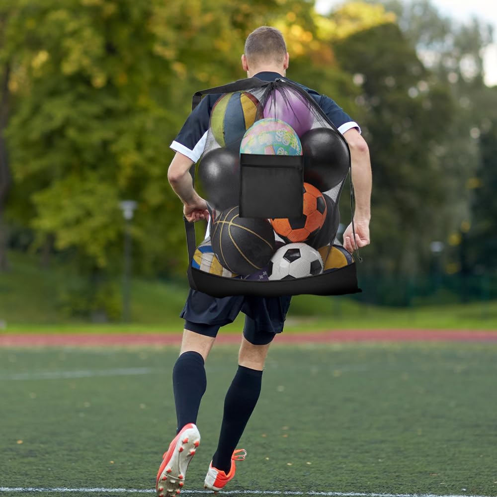 Bolsa Portátil Extragrande para 10-12 Pelotas Resistente Impermeable Saco de Malla Fútbol Baloncesto Voleibol Tenis