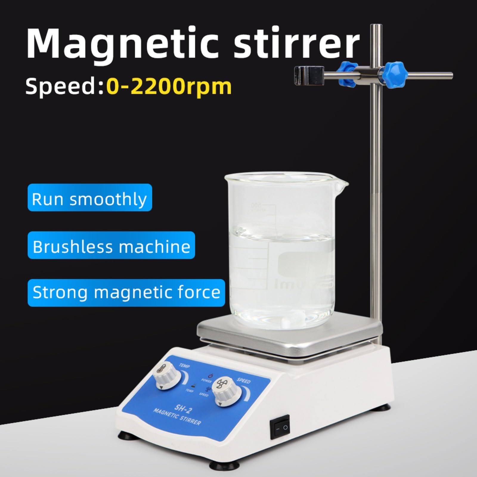 Agitador magnético con calefacción, pantalla Digital, termostático, mezclador de placa caliente laboratorio, ajustable, 1600rpm,para laboratorio