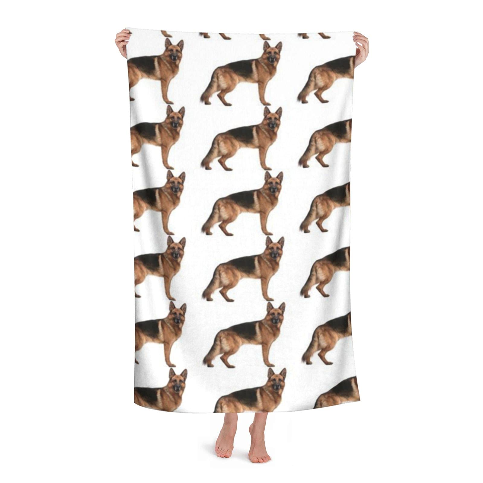 LSRCPD German Shepherd Beach Towel Highly Absorbent Microfiber Beach Blanket Soft Bath Towels 80 x 130 cm