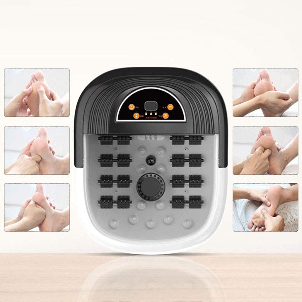HMTE Massaggiatore Foot Spa - Bagno riscaldato, rulli massaggianti Automatici, Vibrazione, Bolle, Controllo Digitale della Temperatura Regolabile