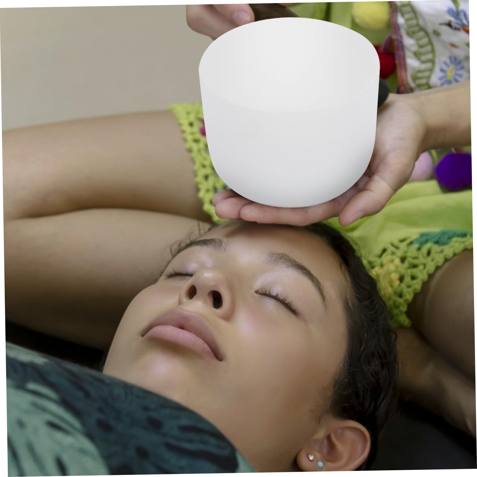 Toyvian Campana Leggera e Portatile 8 Pollici in Quarzo Bianco Tibetana per Meditazione e Yoga Adatta a Sauna e Relax