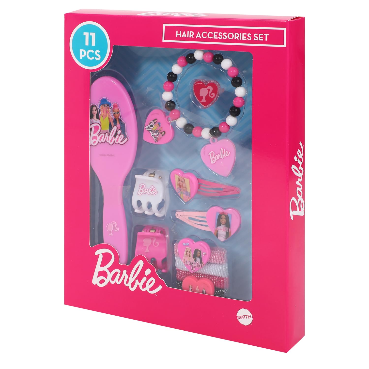 Barbie 11pcs Girls Kids Childrens Hair Accessories Clips Comb Bands and Beauty Set, Multicolor, 23.5X18.5X3.2 Cm - Image 2