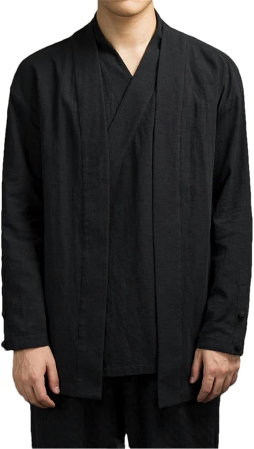 Men Spring Two-Layer Shirt Vintage Chinese Style Long Sleeve Jacket