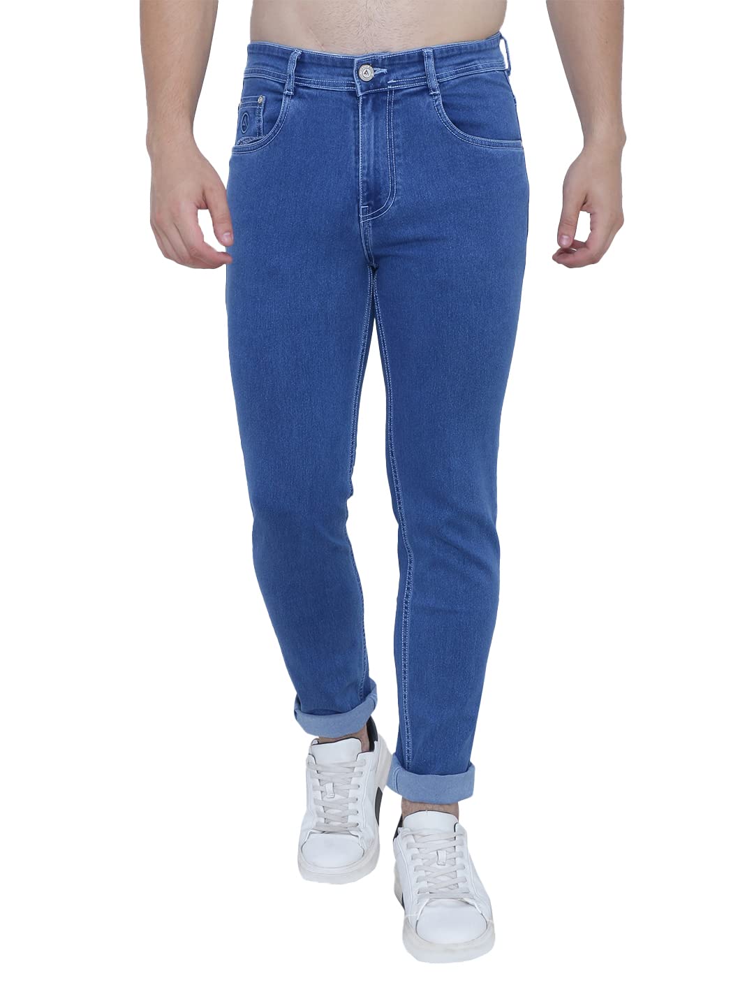 AwackStrechable Denim Washed Regular Fit Mid Waist Medium Weight Stretchable Denim Jeans Pant for Men