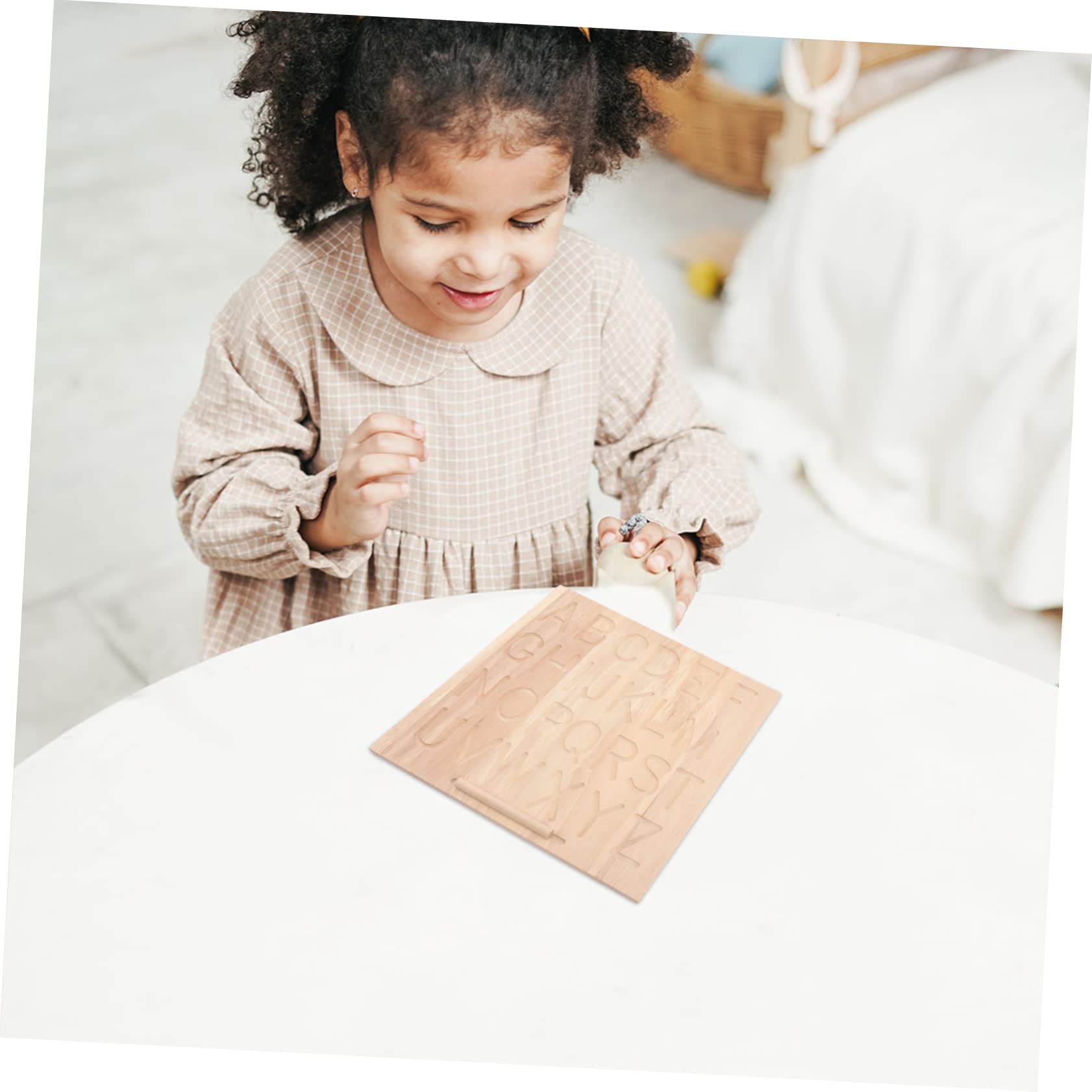 Tablero de Trazado de Caracteres de Madera Doble Cara para Niños | Color Caqui, 1 Juego, Superficie Lisa y Bien Pulida, Uso en Homeschooling y Exterior
