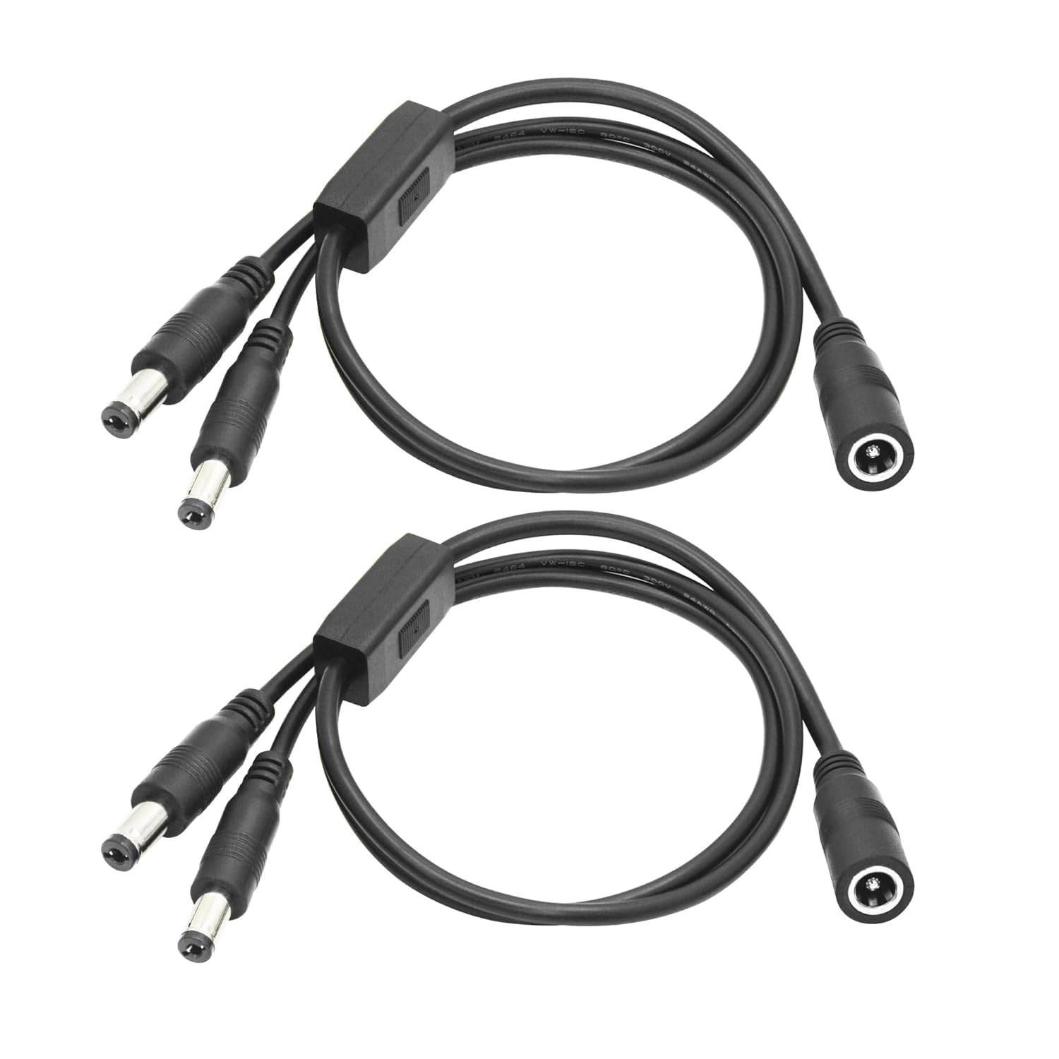 Aurorapath DC Power 1 Female to 2 Male Splitter Cable, 45cm/18in DC 5.5mm x 2.1mm Y Splitter Adapter Wire, for CCTV Security Surveillance, LED Lights etc DC 5521 Equipment (2Pcs)