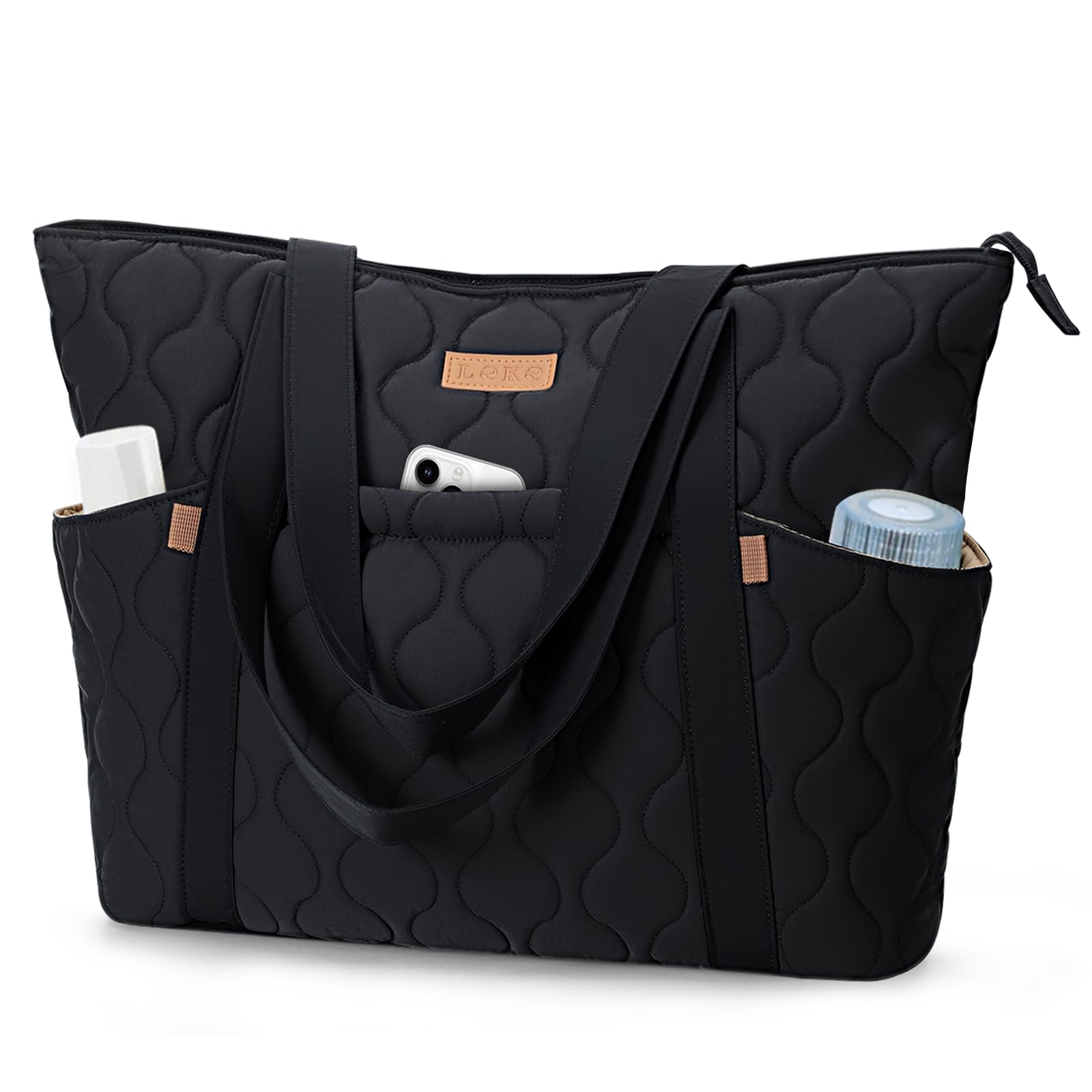 Sac Cabas pour Femme Grand, Sac Fourre Tout pour Ordinateur Portable 15,6 Pouces, Sacs a Main avec Fermeture Éclair, Sacs Bandoulière Léger pour Shopping Université Travail Voyage