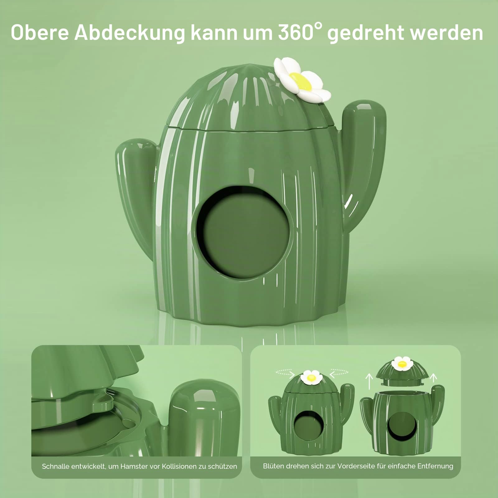 BUCATSTATE Keramikhaus für Hamster, Kaubares Versteck Tunnel in Kaktusform Großen Eingängen, Kühles Bett, ideal für den Sommer per Chinchilla, Ratte, Mäuse, Rennmäuse (L)