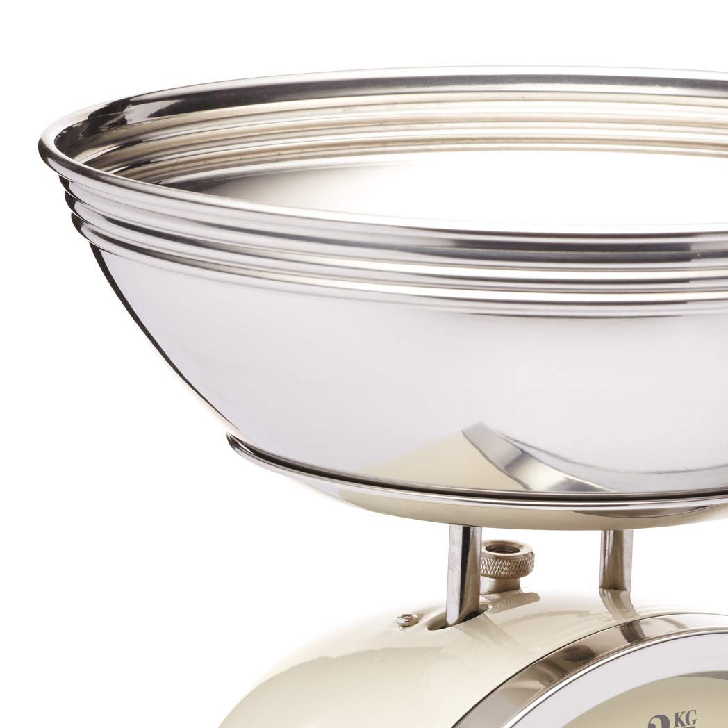KitchenCraft Classic Collection Mechanische Küchenwaage mit Schale, Geschenkbox, Cremefarben, 2kg