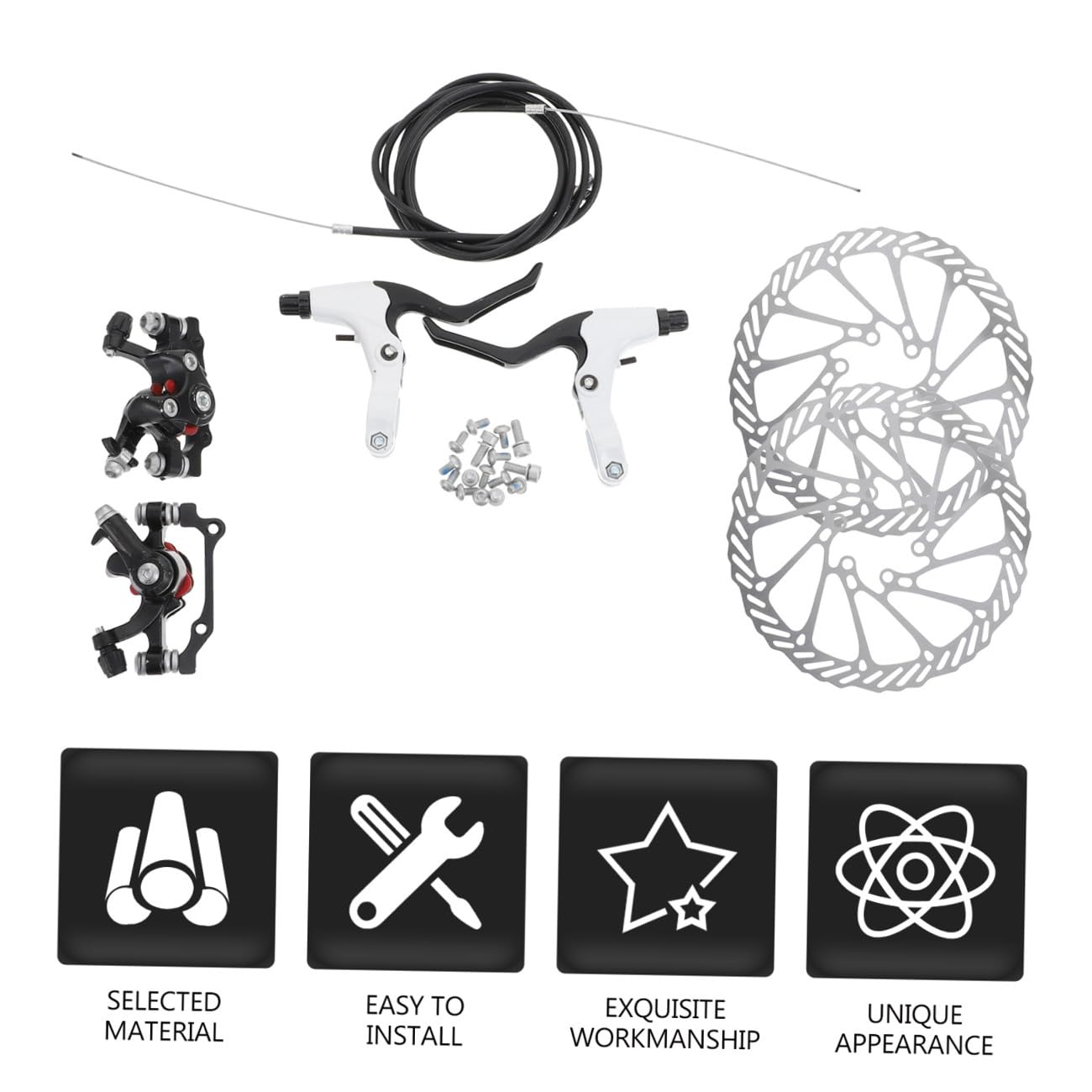 Juego de Frenos de Disco y Soporte Multipunto para Bicicleta Reduce Deformación Diseño Hueco Oblicuo Plástico Resistente y Evacuación Rápida de Agua para Ciclismo