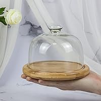 Vista 4 de Bandeja para postres de vidrio con base, mini bandeja decorativa para pastel con cubierta de cúpula de vidrio, bandeja de exhibición de pastel