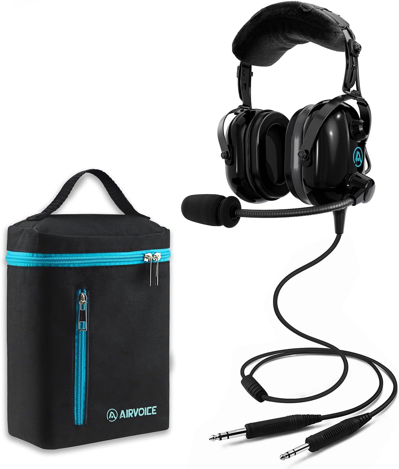 AIRVOICE Aviation Headset for Pilots with Passive Noise Reduction, PNR General Aviation Headset with Comfortable Earpads and Noise Canceling Microphone, for Pilot, Flight School Student, Instructor