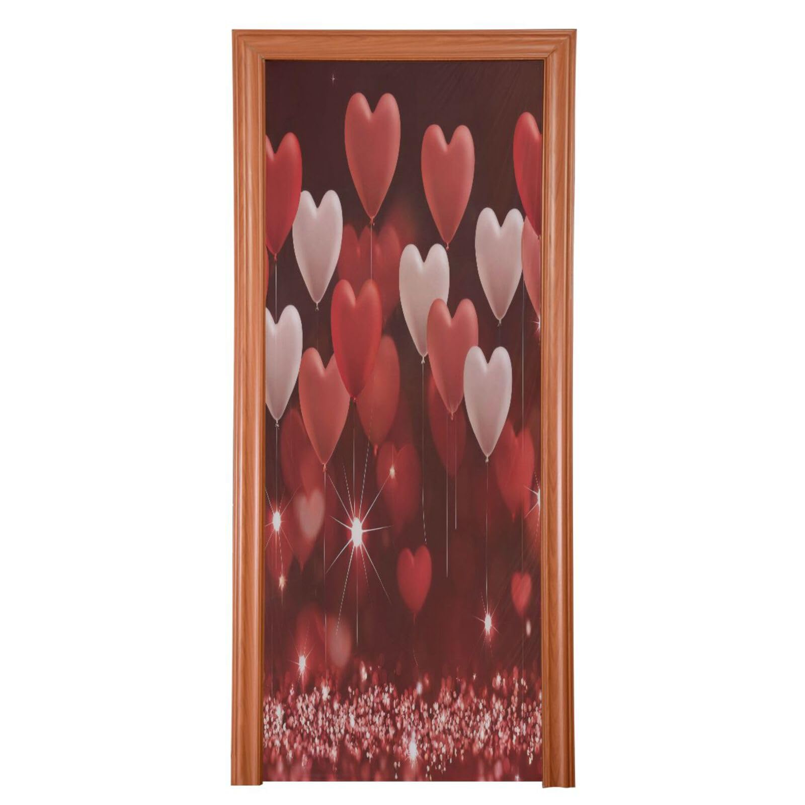 FLildon Red Hearts Balloons Valentine's Day Door Cover Decoration, Party Accessory Porch Decor for Festive Ornament Room Door Covers 36 x 98 Inch