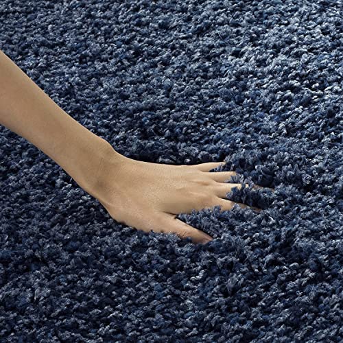 Image of Handwoven Microfibre 3D Rug for Living Room (Navy Blue, 9 X 9 Feet (Round), Microfibre)