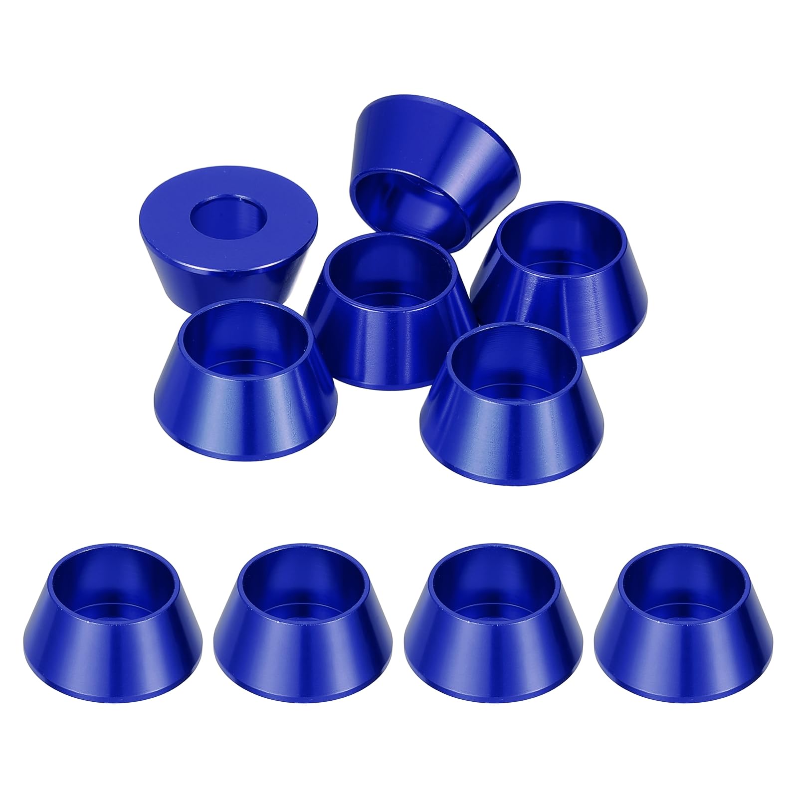 sourcing map M8 Cone Cup Washers, Anodized Aluminum Gaskets Cup Head Washer Gasket for Screw RC/FPV/PC/Drone/Mechanical Accessories Model Parts, Pack of 10 (Dark Blue) โ image 1