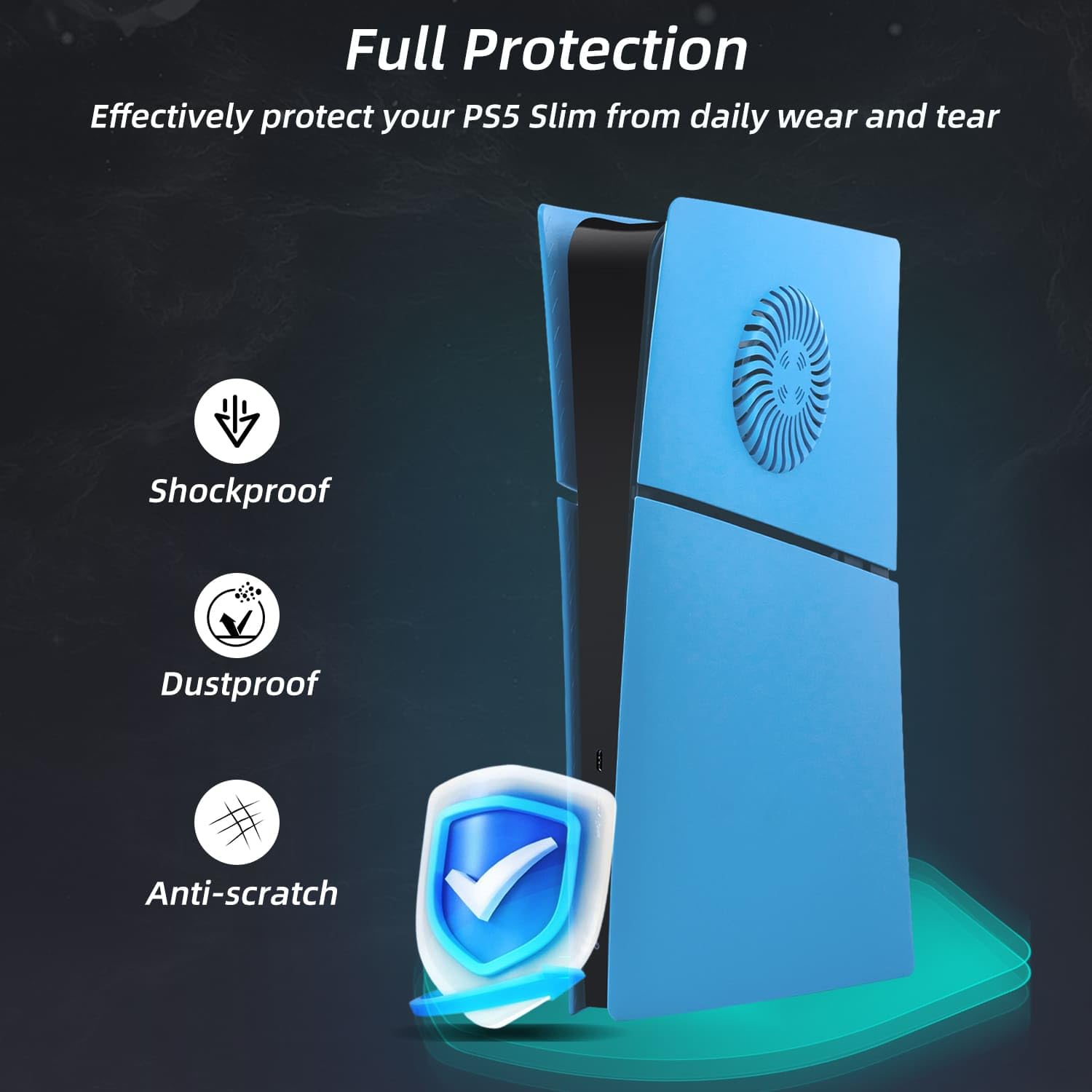 Mcbazel PS5 Slim Faceplate Remplacement ABS Housse de Protection de Façade Accessoires de Ventilation pour PlayStation 5 Slim Digital Edition - Bleu Clair(Non pour PS5/PS5 Pro)