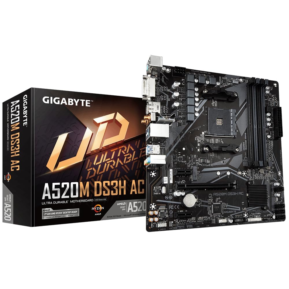 GIGABYTE A520M DS3H AC Placa Base - Procesadores AMD Ryzen Serie 5000