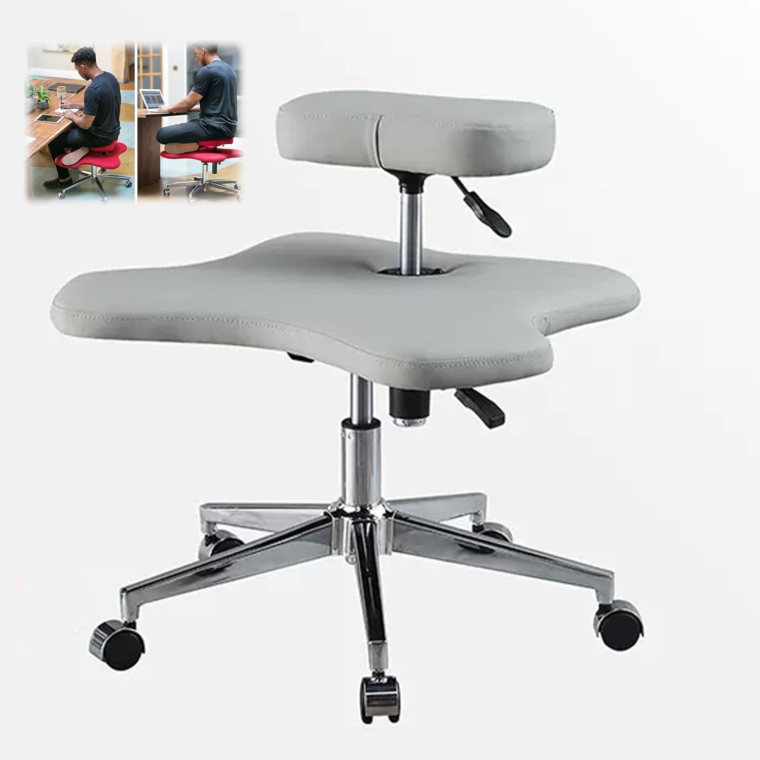 Patio Leisure Rocking Chairs，Cross Legged Chair,Office Chair Cross Legged Chair，Kneeling Office Chair, Ergonomic Posture Chair, Home Office Desk Chair with Brake Casters, Height Adjustable C