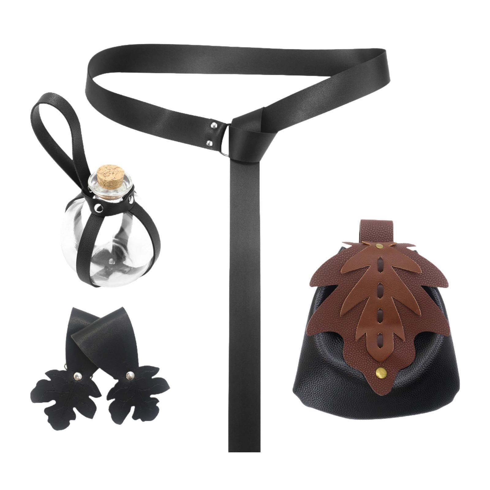 calandis ? 5 Pieces Medieval Belt Bag Skirt Hikes Bottle For Fantasy Events Masquerades Black-picture-48