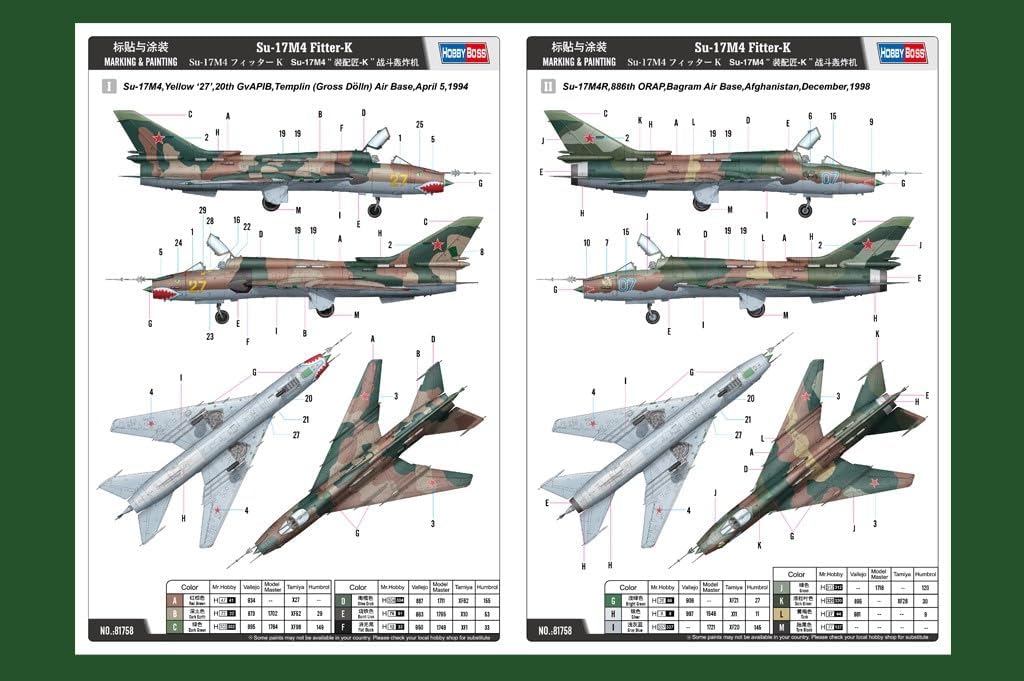 Hobby Boss 81758 1/48 Aircraft Series Soviet Union Su-17M4 Fitter K Plastic Model