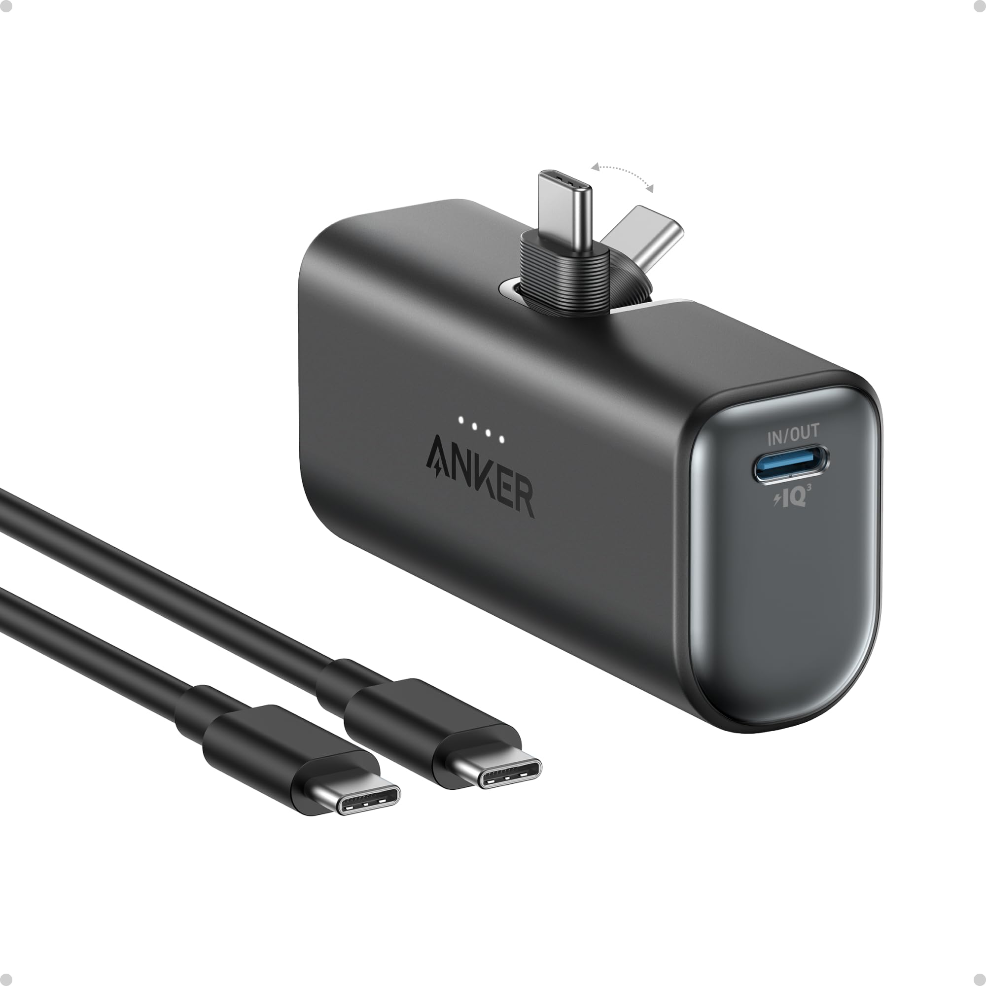 Anker iPhone 15 Portable Charger, Nano Power Bank with Built-in USB C Connector,5,000mAh Portable Charger 22.5W,for iPhone 15 Series,Samsung S22/23 Series,iPad Pro/Air,AirPods,and More,Black