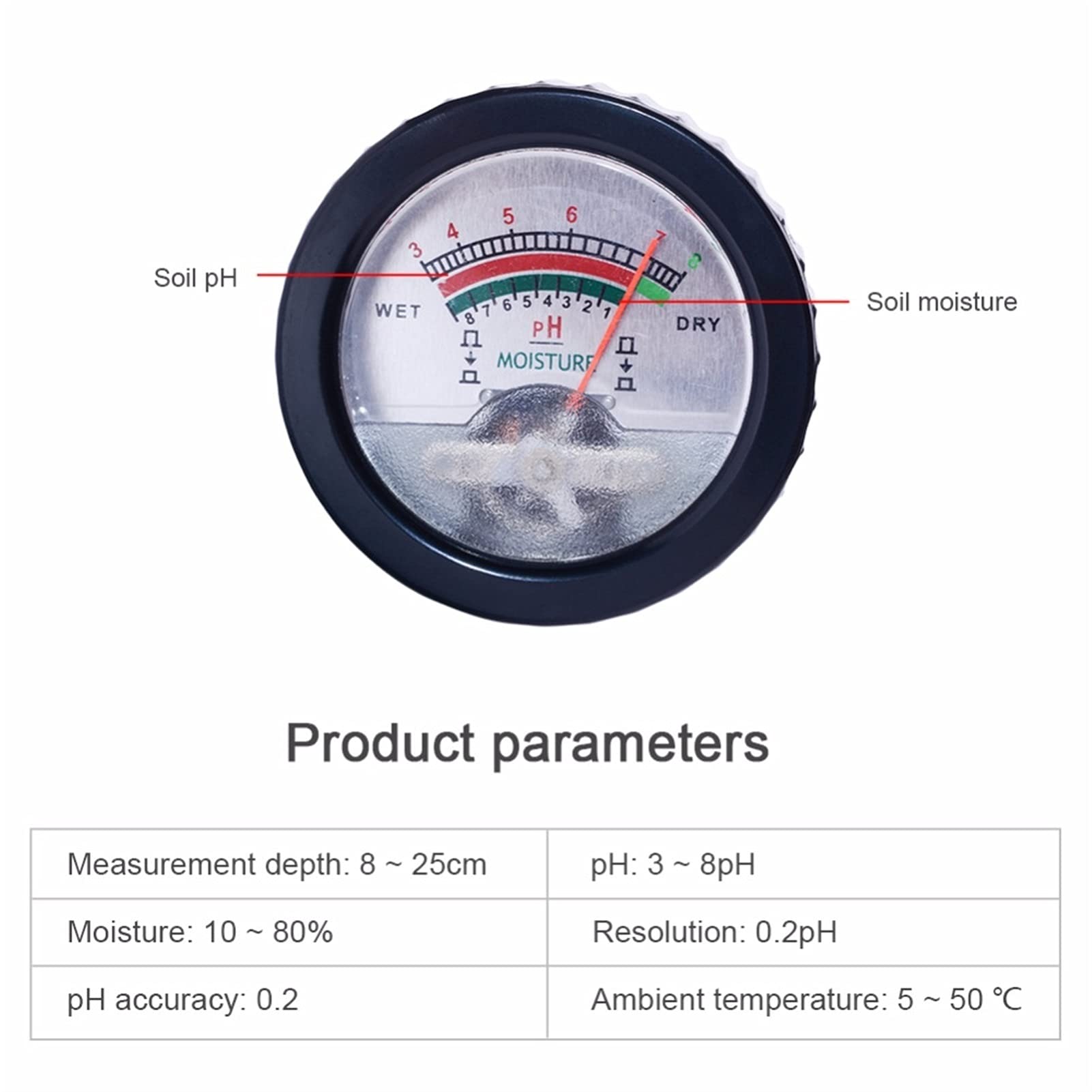 Sonde à Extension Testeur d'humidité du sol Hydementis Hydroponics Analyseur Longue Qualité de l'eau Plantes Humidité Detecteur 3-8 pH, 1-8 humidité