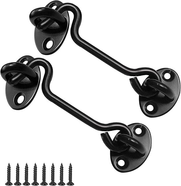 Hook and Eye Latch - 2 Pcs 75mm Cabin Hook Gate Hook Lock Stainless Steel Heavy Duty Gate Latch for Window, Garden, Door