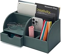 Vista 15 de UnionBasic Organizador de escritorio, Organizador de escritorio multifuncional de cuero para oficina, soporte para bolígrafos - Caja